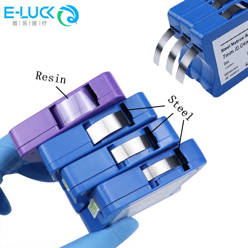Dental Matrix Bands Streifen Restaurierung Lichtgehärtete Matrizenbänder Edelstahl/Harz Zahnmedizinmaterialien Image