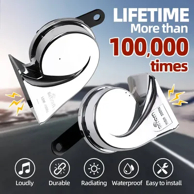 Car Horn Premium 12V Snail Horn 130dB Loud 100% Pure Copper Coil German Steel Diaphragm,Waterproof for Car Truck Motorcycle