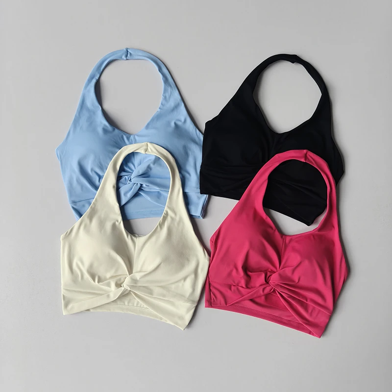 Neckholder, integrierte Sportunterwäsche, schöner Rücken, stoßfest, Yoga-Oberteil, BH, draußen, Lauftraining, Weste, Fitnessstudio, nahtloser Anzug Image