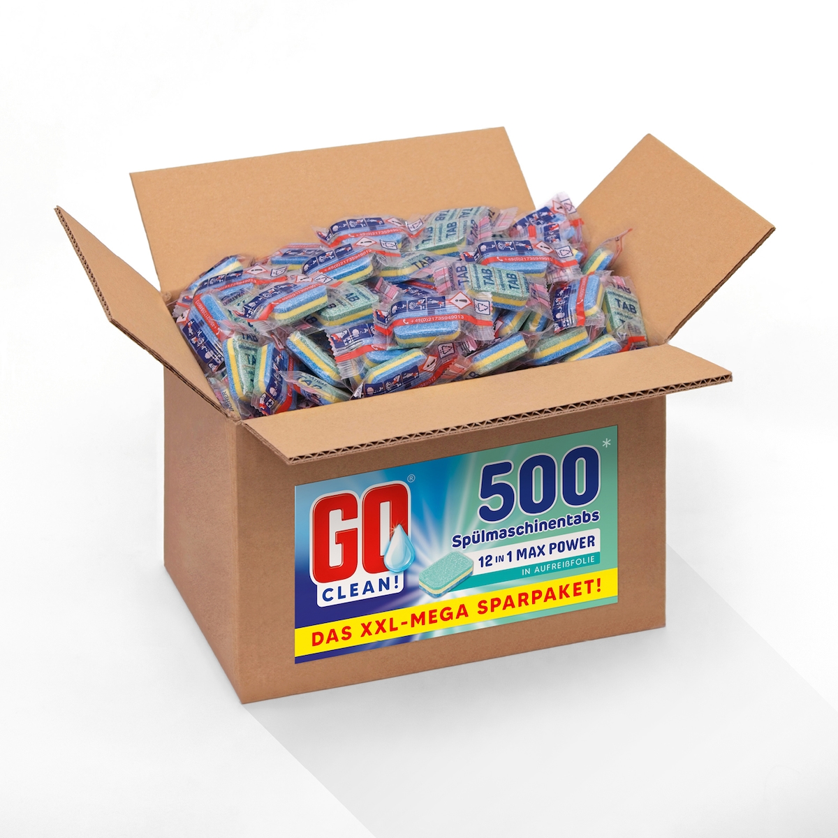 10 kg ca. 500 Stück GO clean! 12-in-1 - 20g Max Power Spülmaschinentabs in Aufreißfolie Image