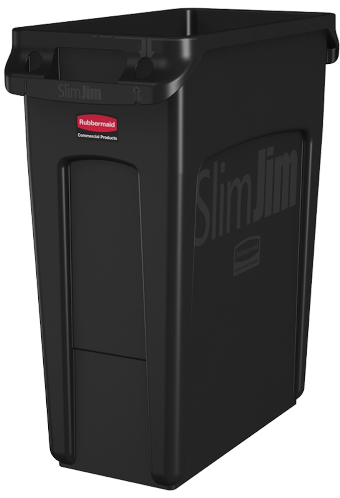 Rubbermaid Slim Jim Mülleimer mit Belüftungskanälen | 60 Liter, HxBxT 63,5x28x56cm | Schwarz von PROREGAL Image