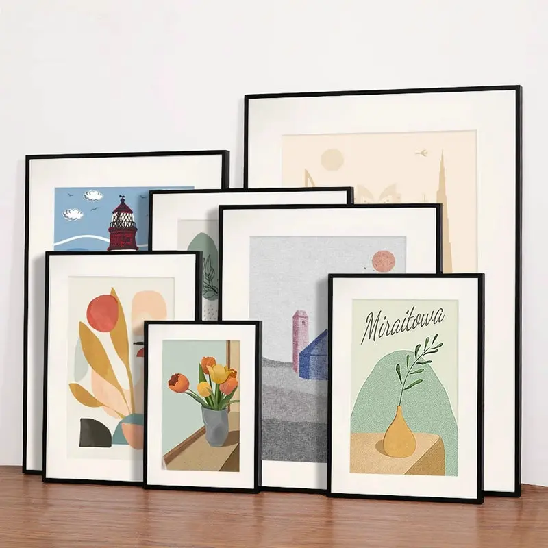 MoeTron A2 Posterrahmen 40×60 cm Aluminium Bilderrahmen A2 Wandrahmen Schwarz/Gold Rahmen für Bild 40x60 A2 Fotorahmen A3