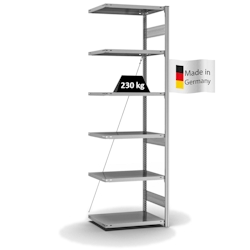 PROREGAL Fachbodenregal Stecksystem | Anbauregal | HxBxT 250x75x50cm | 6 Ebenen | Fachlast 230 kg | Einseitig nutzbar | Verzinkt Image