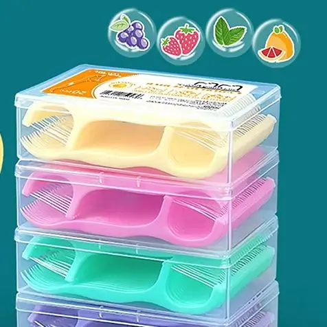 Zahnseide, 50, quadratisch verpackt, Zahnseide-Stick, zahnärztliches orales Geschenk, individuelle Einweg-Zahnstocher Image