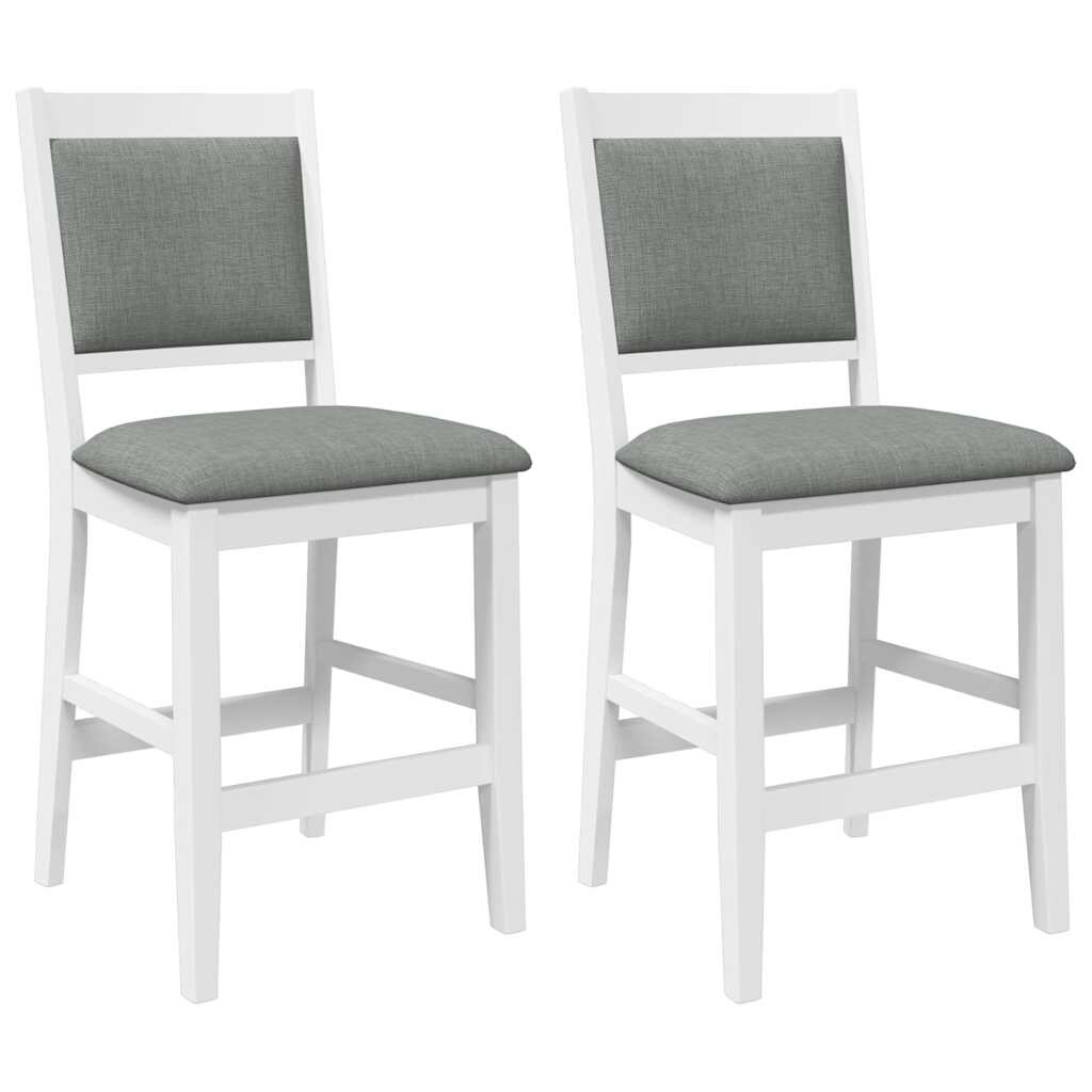 vidaXL Barhocker mit Kissen 2 Stk. Weiß Massivholz Gummibaum Image