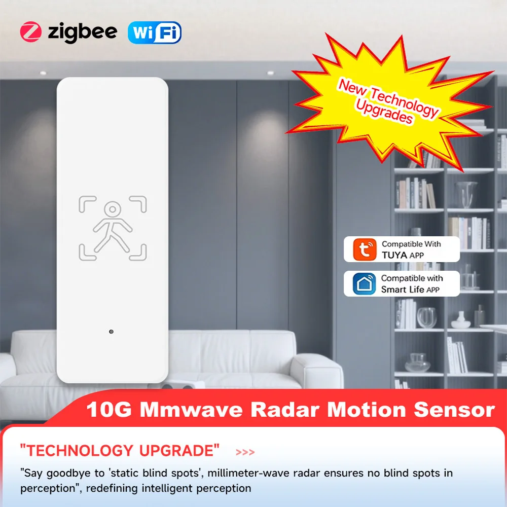 Tuya WiFi 2.4G/Zigbee 3.0 Human Presence Sensor Remote Control 10G Wave Motion Radar Detector Tuya APP Sensor Presence Detector