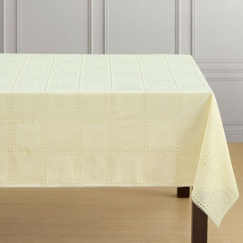 Crochet Charm Vinyl Rectangle Tablecloth 54 x 108, 54 x 108, Ecru
