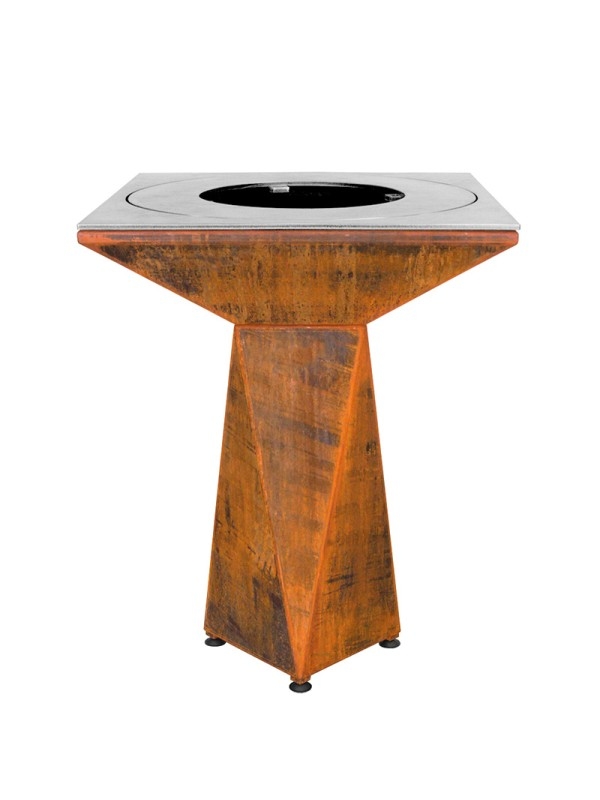 OutInFire Gartenfeuerstelle, Grill mit Wok-Loch, Grill mit Stahlbeinen und Schutzhülle - G1 Basic Corten Image