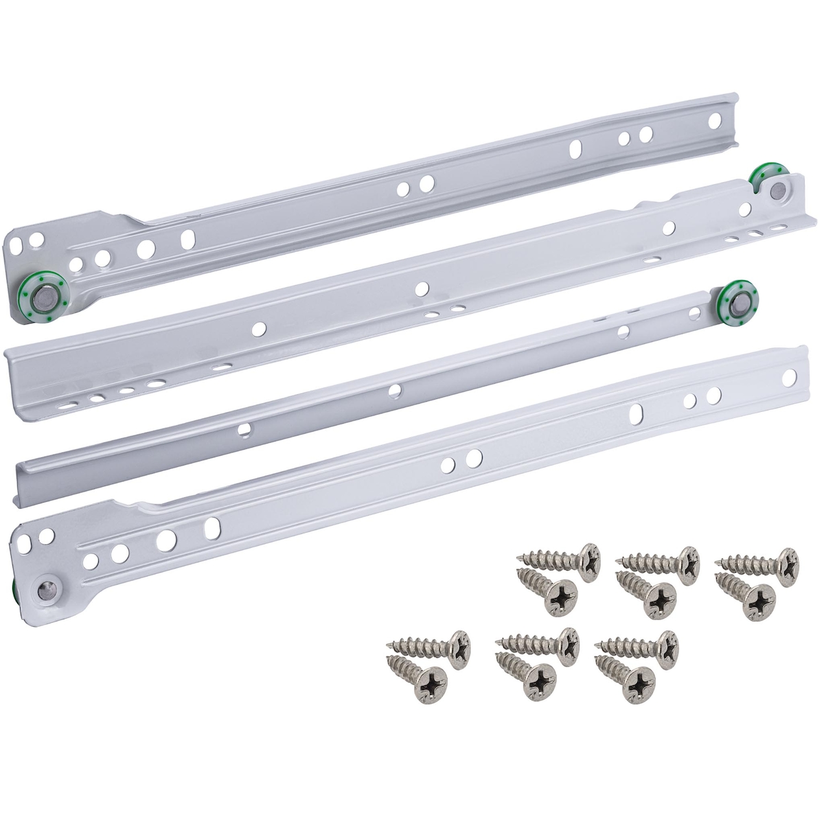 ID Dinkel 1 Paar Schubladenschienen Rollenführung Teilauszug Weiß 600mm Schubladenauszug Schienen Image