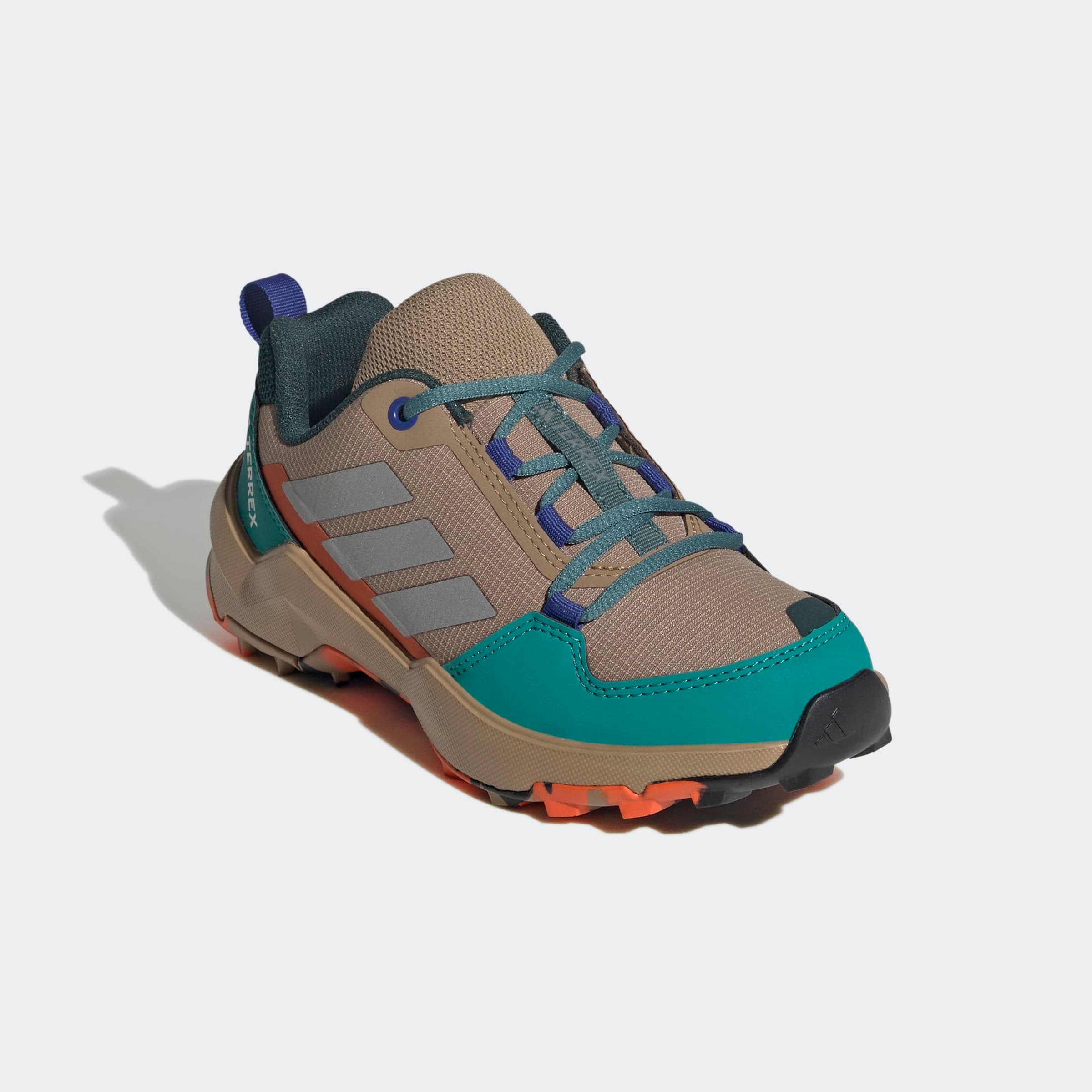 Wanderschuh ADIDAS TERREX "TERREX AX4R", Kinder, Gr. 38, cardboard, matte silber, pure teal, Synthetik, Textil, Schuhe Wanderschuh, für Kinder