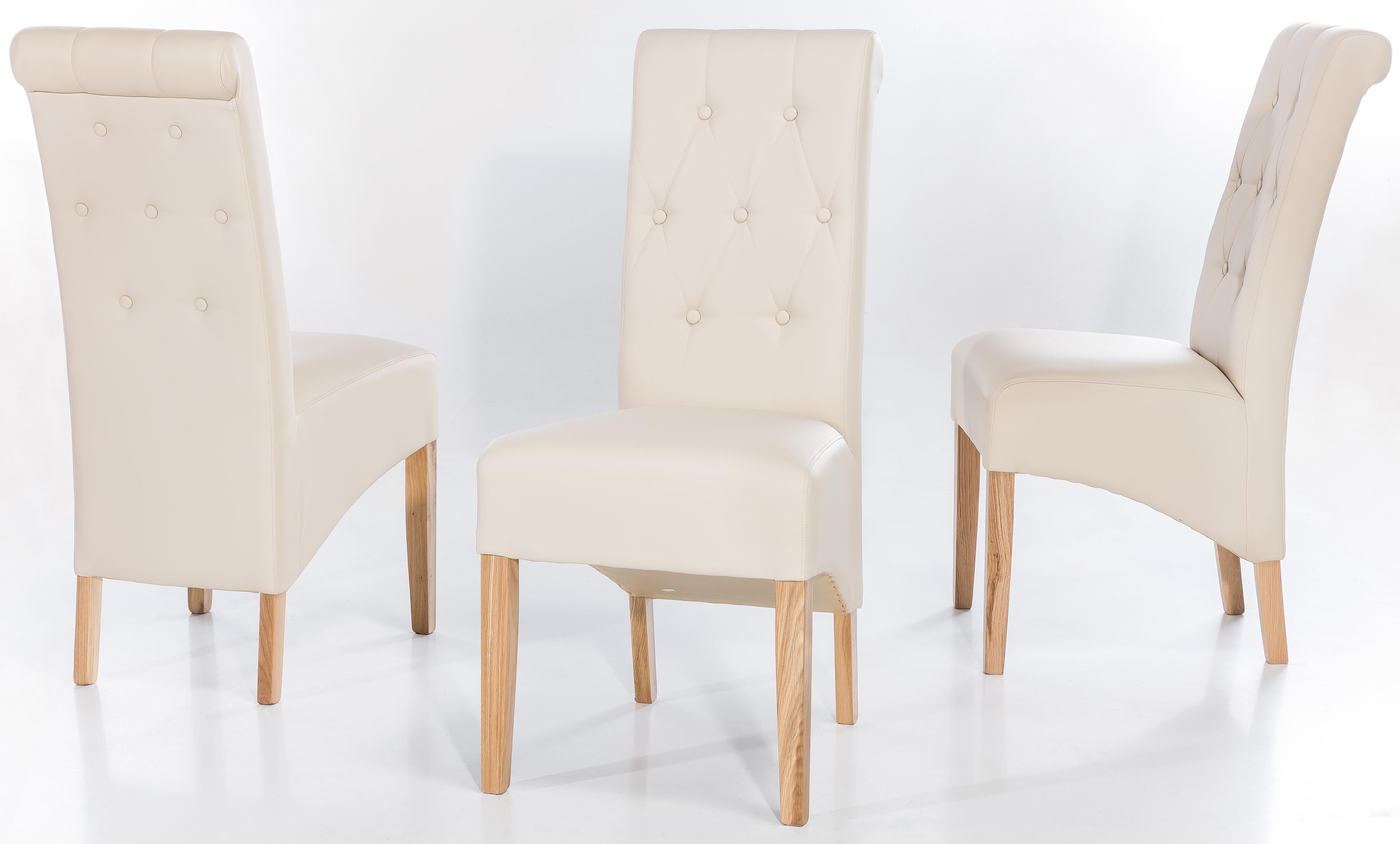 Stuhl HOME AFFAIRE "Chris", beige (kunstleder creme, eiche), B:49cm H:106cm T:66cm, Stühle, im 2er, 4er oder 6er-Set Image