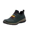 Slip-On Sneaker RIEKER, Damen, Gr. 40, schwarz (dunkelgrün, schwarz), Lederimitat, Textil, kontrastfarbene Details, sportlich, Schuhe, Slipper, Schlupfschuh, Freizeitschuh, Halbschuh mit Anziehlasche