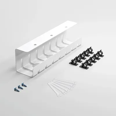 Albatros Kabelkanal Set A Weiss – Kabelmanagement aus pulverbeschichtetem Stahl für Schreibtische Image