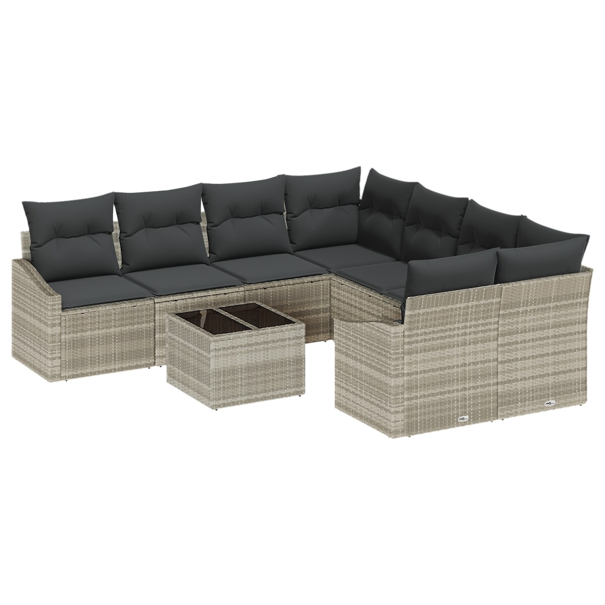 vidaXL 9-teiliges Garten-Sofa-Set mit Kissen Hellgraues Poly-Rattan Image