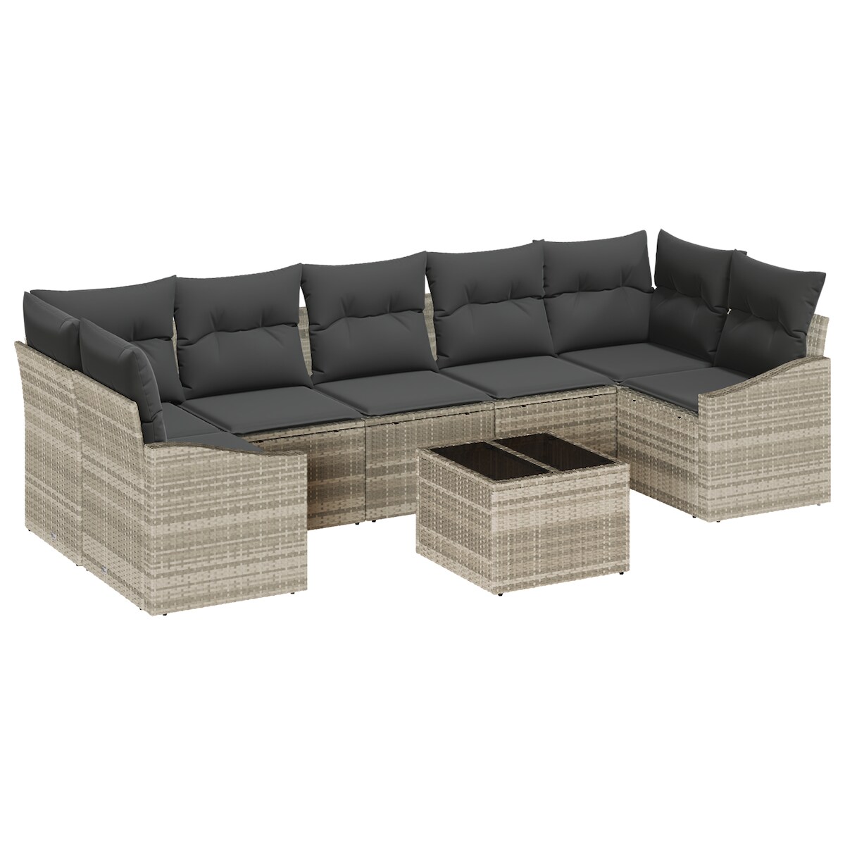 vidaXL 8-teiliges Garten Sofa Set mit Kissen Hellgrau Poly Rattan Image