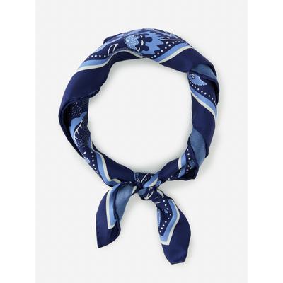 J.McLaughlin Women's Nikka Silk Scarf in Squared Away Dark Blue/Blue