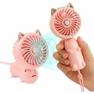 Odipie - Tragbarer Mini-Ventilator mit wiederaufladbarem Akku und 3 Geschwindigkeiten, süßer Image