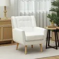 Fauteuil Salon Fauteuil d'oreille Fauteuil de salon capitonné rembourré Fauteuil de détente, pieds en bois, fauteuil rembourré pour chambre à coucher
