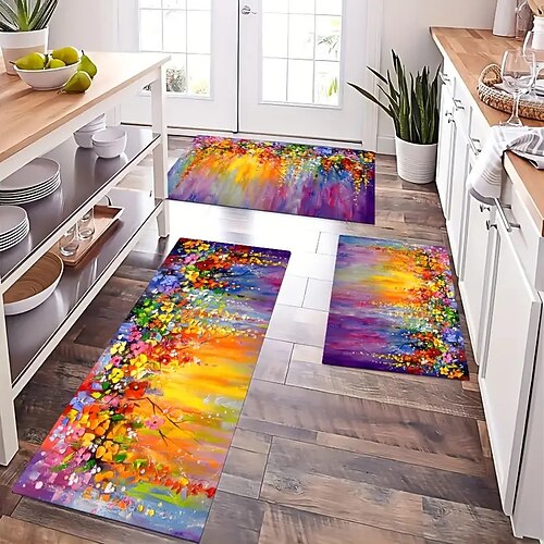 Lange Küchenmatte der Sonnenblumen-Serie – rutschfester, schmutzabweisender und saugfähiger Teppich für den Eingangsbereich Heimgebrauch Image
