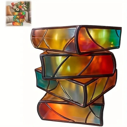 Blumentopf mit gestapelten Büchern, 3/4-lagiges Bücherregal-Pflanzgefäß, Pflanzgefäße aus Kunstharz in Buchform für die Innen-/Außendekoration, ideales Geschenk für Buchliebhaber, Schriftsteller, Image