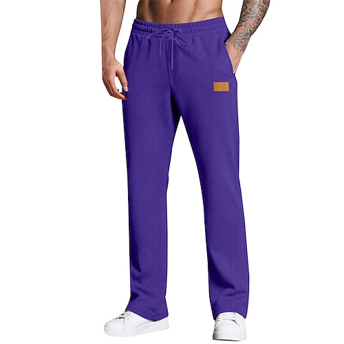 Herren Jogginghose Hose Gerade geschnittene Sweatpants Tasche Elastischer Bund Kordelzug Einfach Komfort Sport im Freien Täglich Mode Lässig Schwarz Weiß Mikroelastisch Image