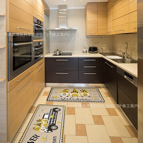 Lange Küchenmatte der Sonnenblumen-Serie – rutschfester, schmutzabweisender und saugfähiger Teppich für den Eingangsbereich Heimgebrauch Image