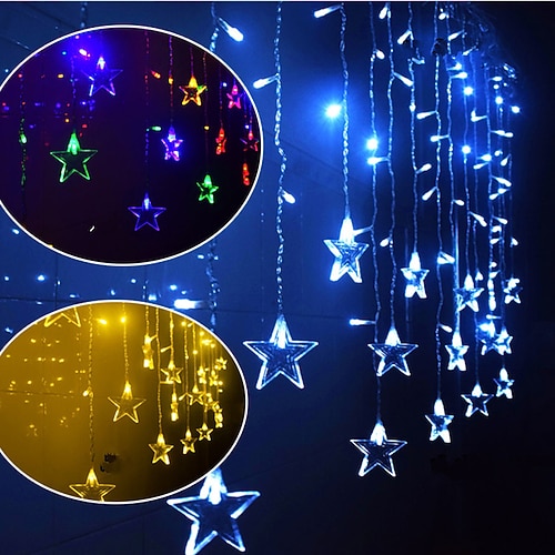 1 Stück Weihnachtslicht LED Schmetterling/Eiskegel/Pentagramm/Weihnachtsbaum/Schneeflockenvorhang Eiszapfen Lichterkette Girlande Outdoor für Zuhause Silvester Party Dekoration Image