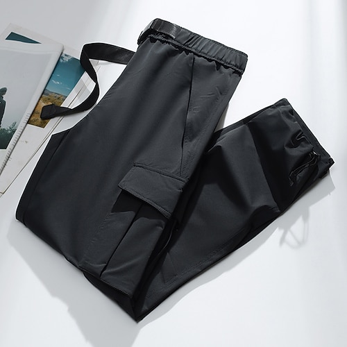Herren Cargohosen Wanderhosen Regenhose zum Wandern Wasserdichte Hosen Frühling Winter Herbst Außen Normale Passform Wasserdicht Winddicht Unterteile Tasche Dunkelgrau Schwarz Camping / Wandern Laufen Image