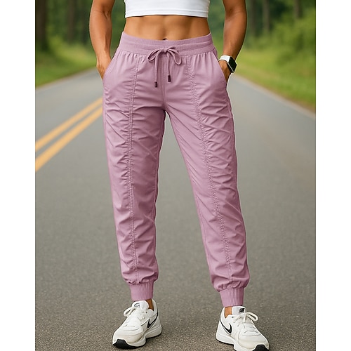 Damen Jogginghose Trainingshosen Kordelzug Tasche Hohe Taille Unterteile Fitnessstudio Athleisure Trainieren Sommer Frühling Schnelltrocknend Feuchtigkeitsableitend Atmungsaktiv Fitnesstraining Image