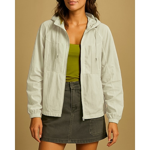 Damen Windjacke Softshelljacke Wanderjacke Außen Schnelltrocknend Leicht Atmungsaktiv Wanderoutfits Wanderbekleidung Sommer Frühling Jacke Klettern Camping / Wandern / Höhlenforschung Laufen Einfarbig Image