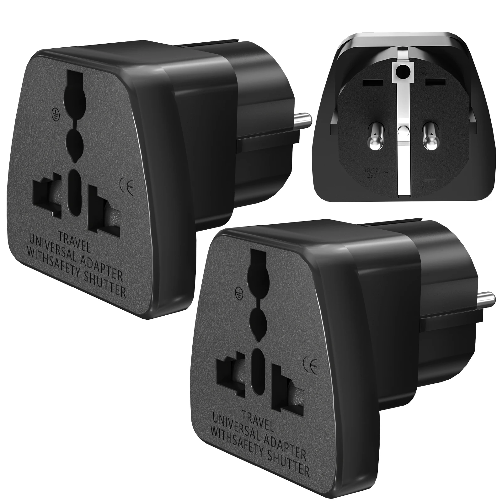 Universeller Reiseadapterstecker Eu/US/UK/Australien mit Sicherheitsschutztür, geeignet für über 150er Länder, 110–250 V Image