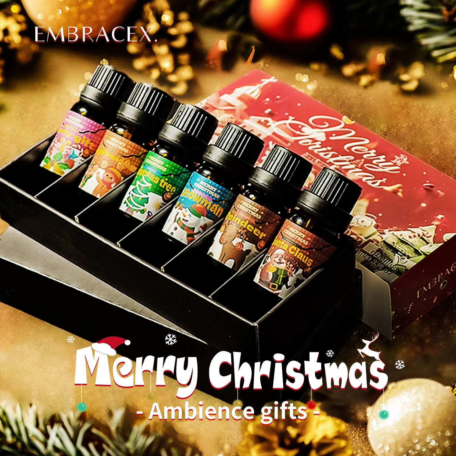 6PC/1PC 10ML Frohe Weihnachten Ätherische Öle Weihnachten dekoration Weihnachten atmosphäre Weihnachten geschenke Weihnachten kerze seife Image