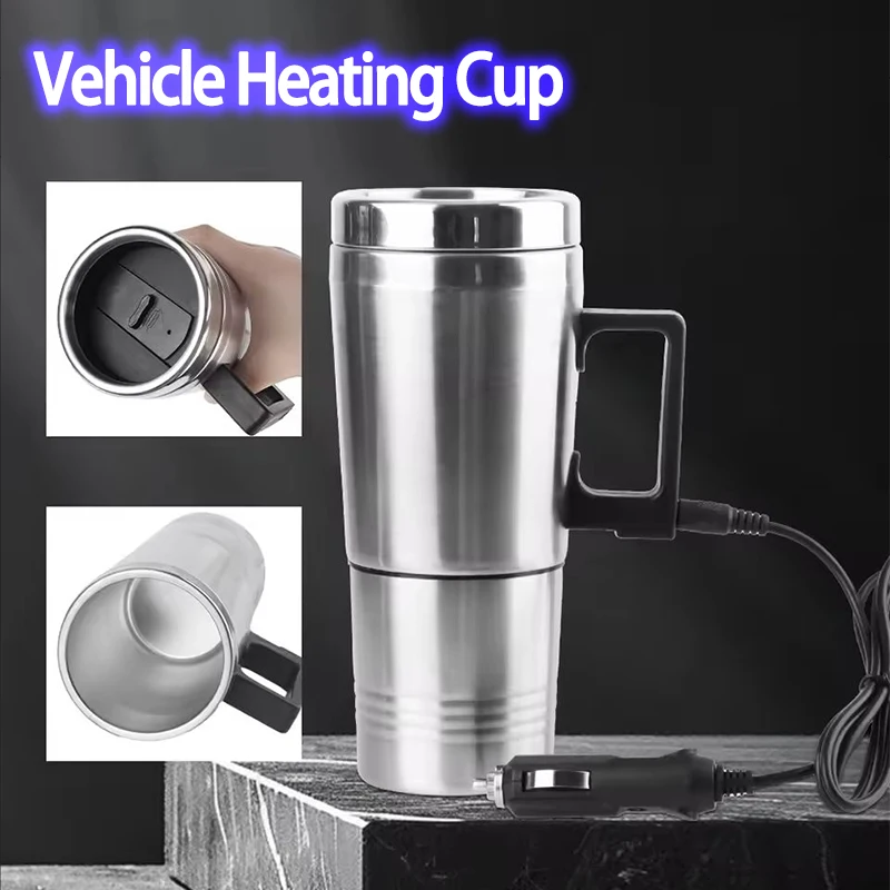 Auto Tasse Fahrzeug Heizung Tasse Camping Reise Wasserkocher Elektrische Heizung Auto Wasserkocher Edelstahl 12V/24V 300ml Auto Zubehör Image