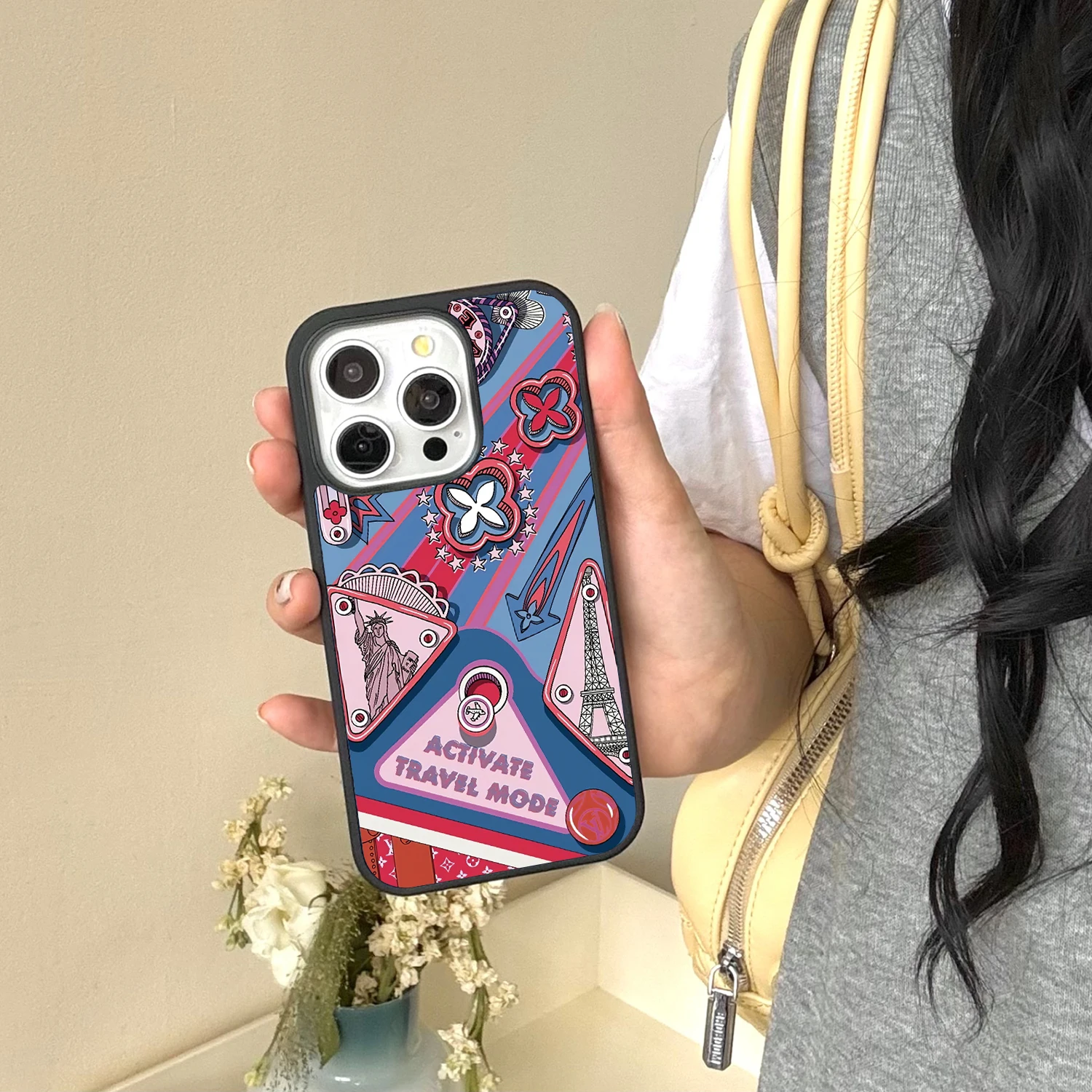 Mode telefon fall für iphone 16 15 14 plus 13 12 11 pro max 16E abdeckung Luxus Anti drop funda nette blume label fällen carcasa Image