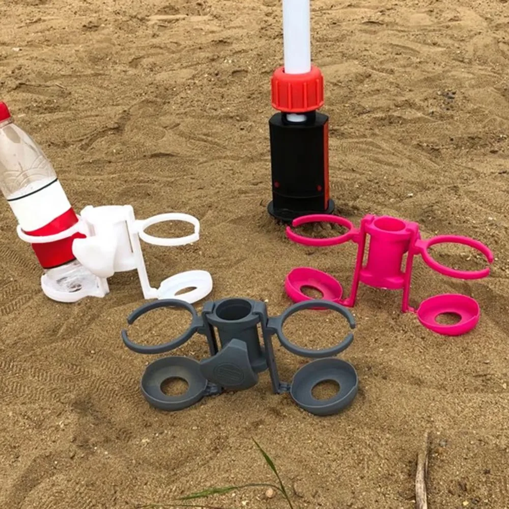 Strandschirm-Getränkehalter – tragbares Getränkehalter für Pool/Bootfahren, Terrassenzubehör aus Kunststoff mit verstellbarer Klemme für Sonnenschirme Image