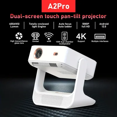 A2 Pro Projector Android 12 Smart Projector Convenient Native 1080P Home Theater Comes with 8-inch touch screen Autofocus Auto