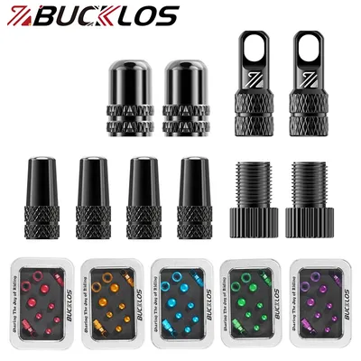 BUCKLOS Bicycle Valve Adapter Aluminum Alloy Presta Valves Converter To Schrader Valves Road Mountain Bike Valves Cap