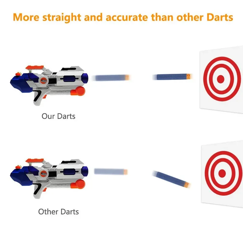 Waffel-Darts, ausgehöhlt, weicher Kopf, Nachfüll-Darts, Kugel für Nerf N-Strike Elite Guns, 7,2 x 1,3 cm, blaue Munition, Spielzeugpistole, Zubehör Image