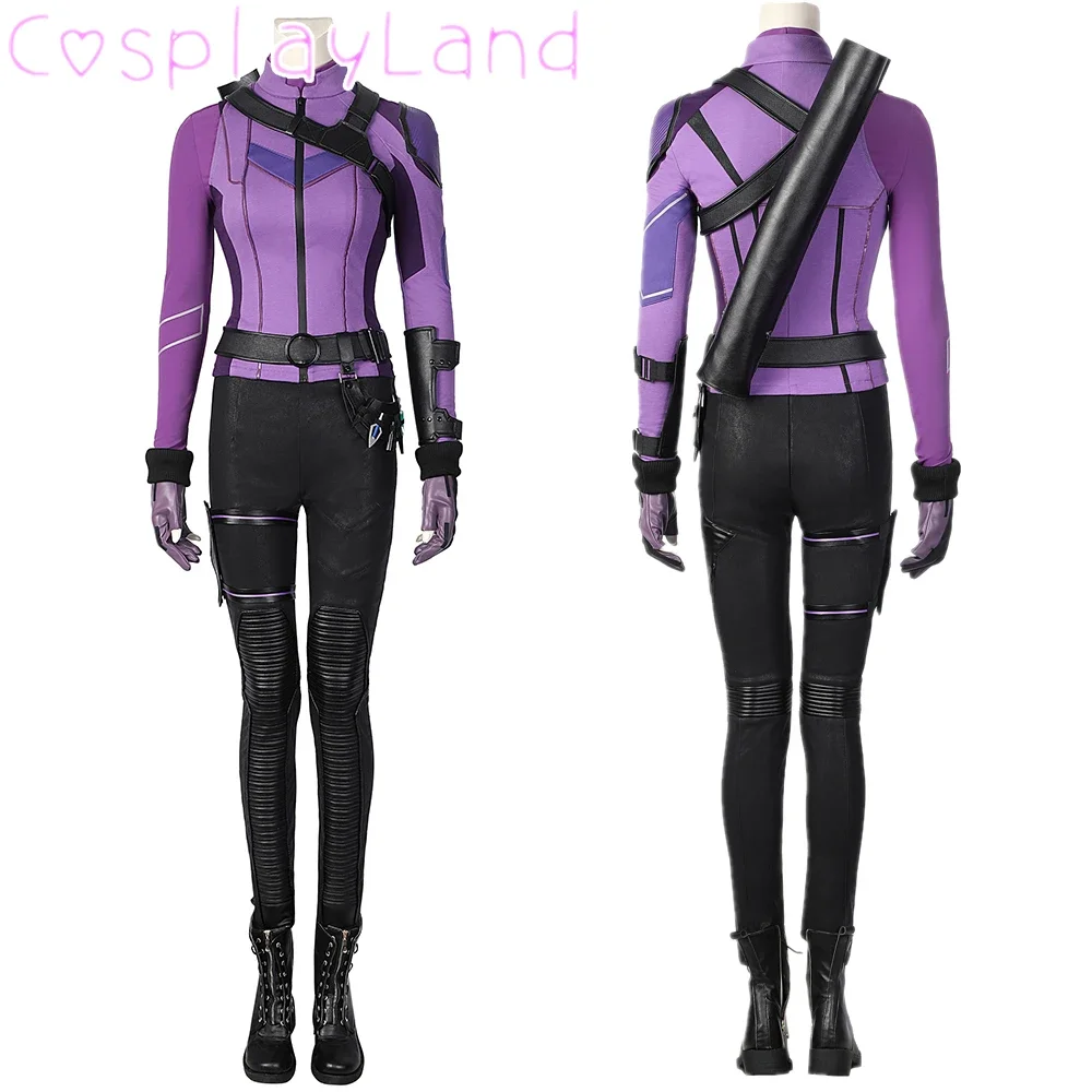 Neueste Halloween Hawk Frauen Cosplay Superheld Kate Kostüm Nach Maß Rüstung Pfeil Bischof Outfit Image