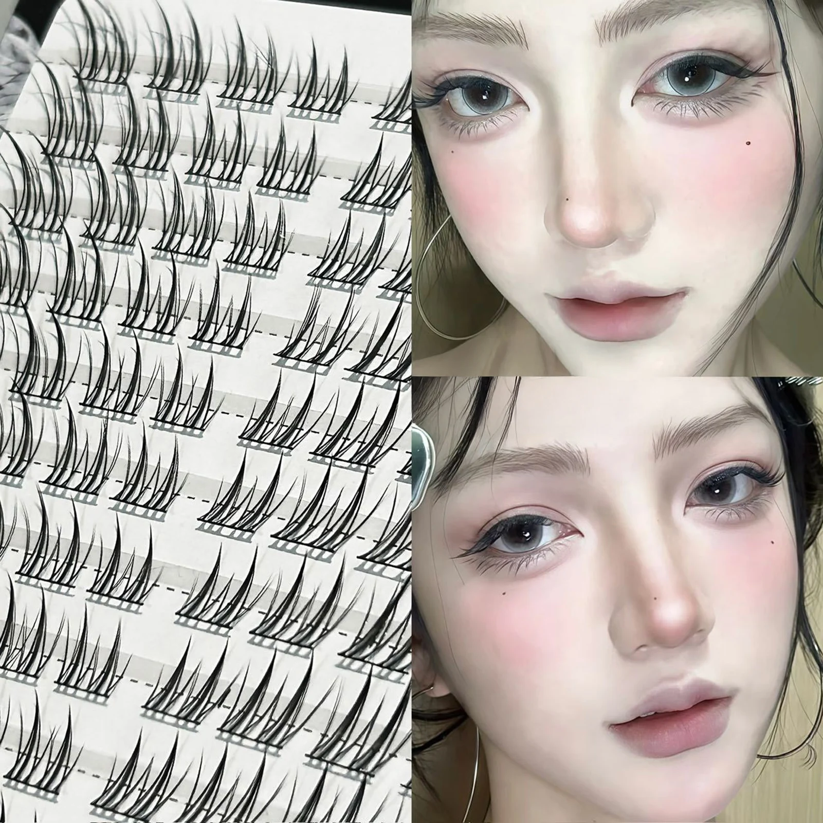 Selbstklebender Einzelwimpernkleber, flauschige Cluster-Wimpern erforderlich, koreanische Mode, Manga-Wimpernverlängerung für das tägliche Make-up Image