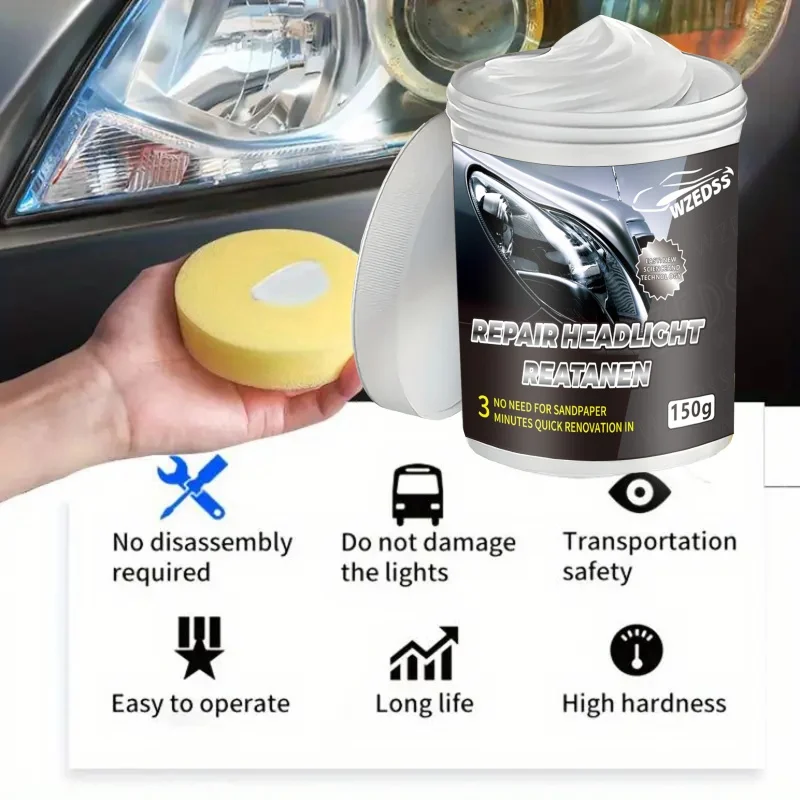 Professionelles Scheinwerfer-Restaurierungsset – entfernt Vergilbung und Kratzer, stellt die Klarheit mit UV-Schutz wieder her Image