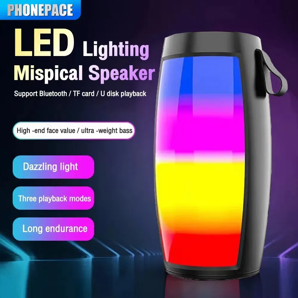 Altoparlanti Bluetooth wireless Potente cassa di risonanza portatile Subwoofer Audio per auto Bassi Lettore MP3 Sistema audio Luci a LED