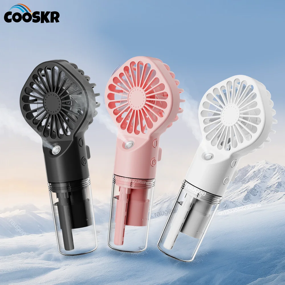 Tragbarer Luftbefeuchter-Ventilator, Mini-Handventilator, wiederaufladbarer USB-Wasserbefeuchter-Ventilator, 4 Geschwindigkeiten, kleiner Luftkühler, Outdoor-Nebelventilator Image