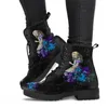 Plus-Size Herbst/Winter Damen Wonderland Gothic Bedrucktes englisches Leder Cargo Kampfstiefel Damenschuhe Motorradstiefel