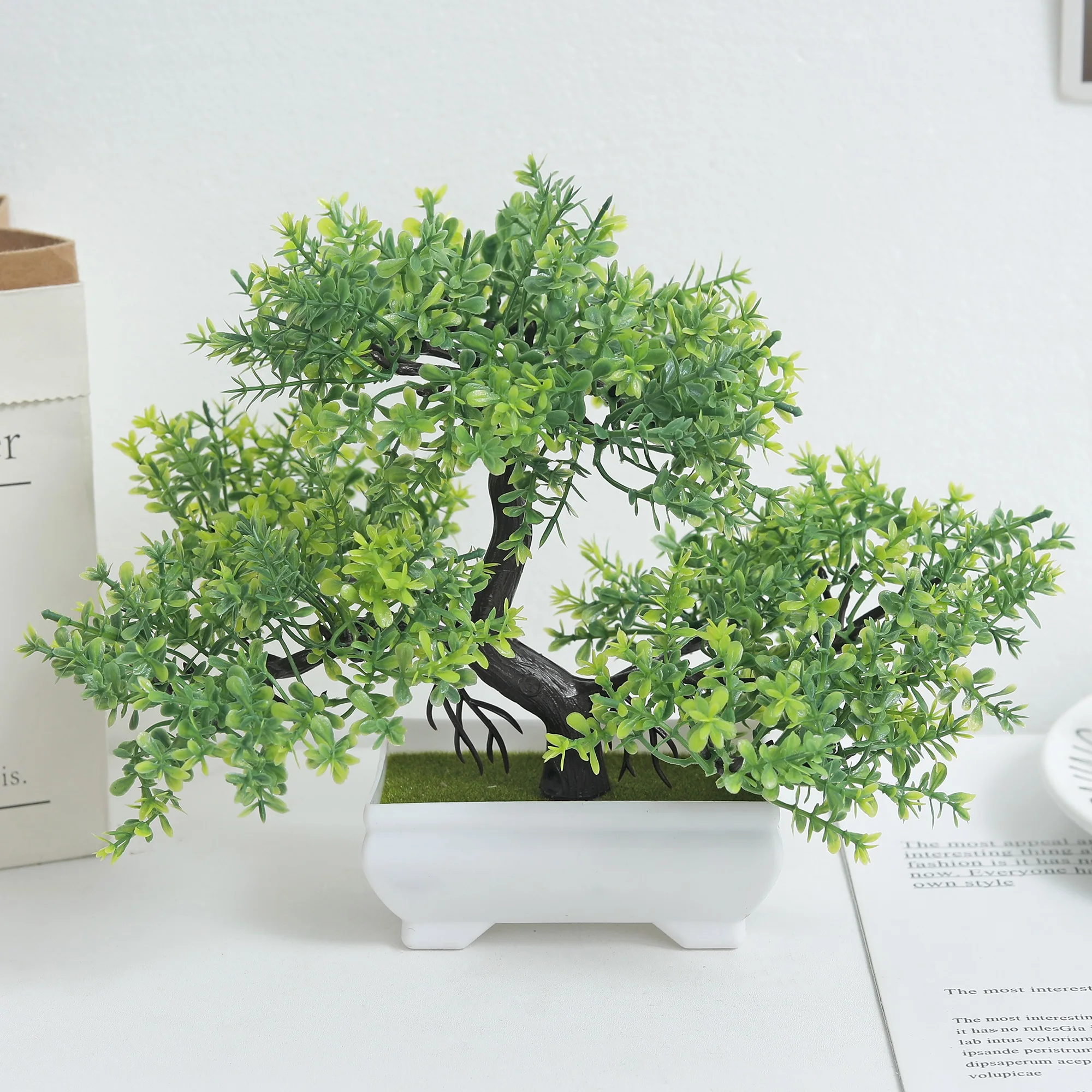 Bonsai Kleiner Baum Künstliche Kunststoffblumen Pflanzen Topf Garten Gefälschte Pflanzenarrangement Ornamente Zimmer Zuhause Tischdekoration Image