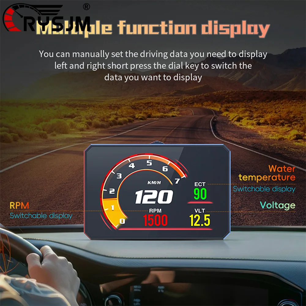 Auto OBD HUD P16 Head Up Display Digital TFT LCD Farbbildschirm Intelligente Anzeige Multifunktionale Auto Zubehör RPM Spannung ﻿ Image