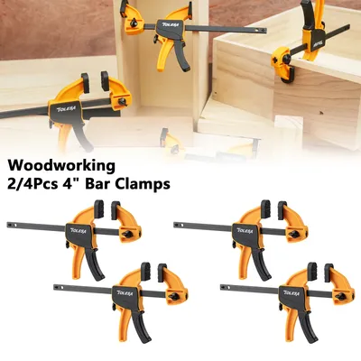 Tolesa 4" Bar Clamps for Woodworking, 2/4Pcs Quick Grip Clamps Trigger Clamp One Handed Ratchet Clamp, Mini Bar Clamp for Craft
