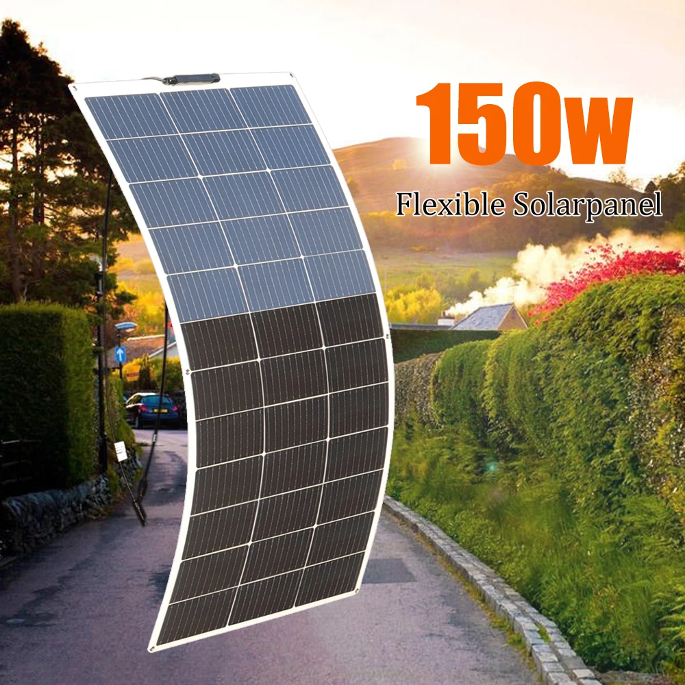 12v Solarpanel flexibel 150w 95w 80w 12v Batterieladegerät monokristallin wasserdicht Wohnmobil RV Boot Haus Balkon wasserdicht EU Lager DHL Versand Image