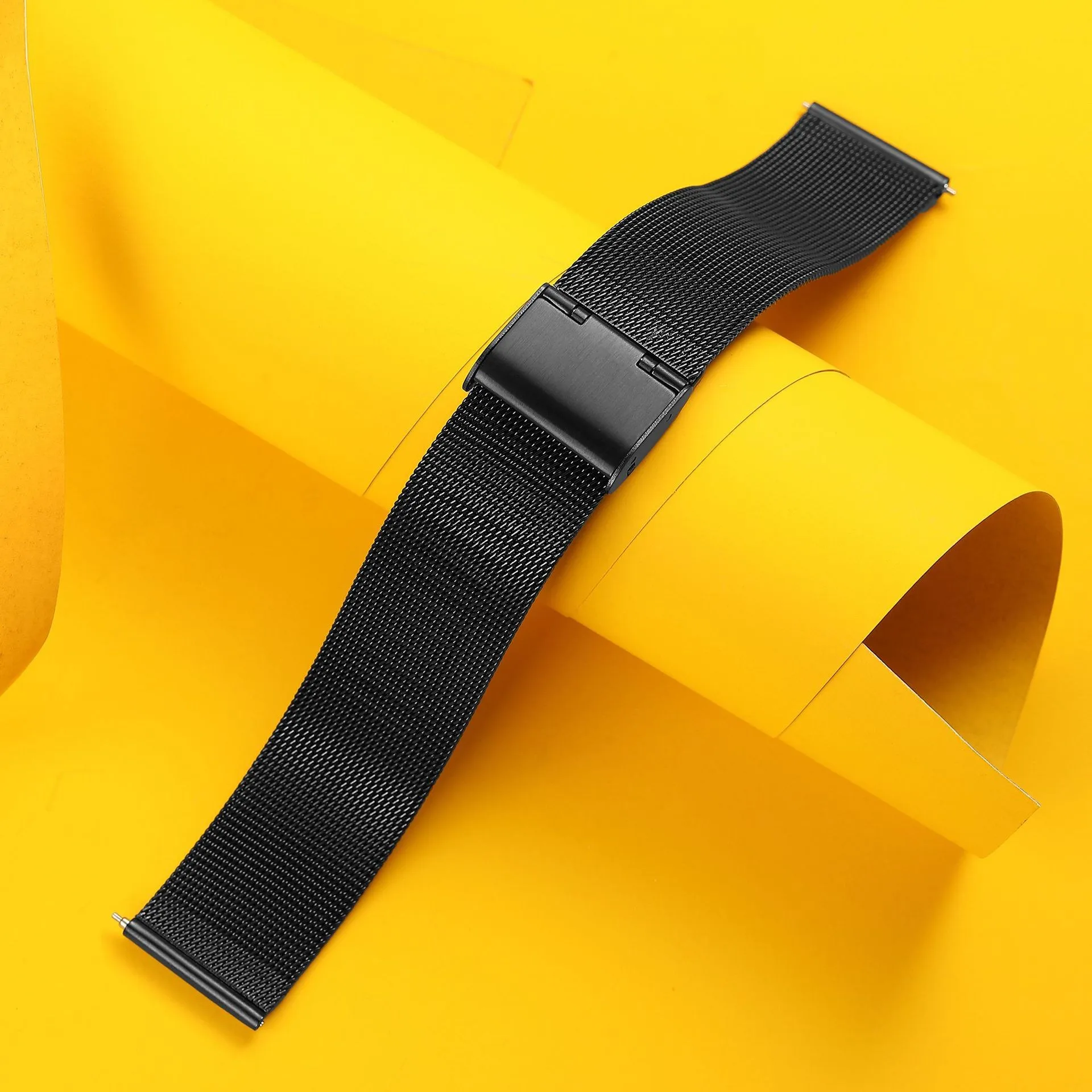 20mm 22mm Quick Release Edelstahl Uhrenarmband Mesh Strap Handgelenk Gürtel Armband Schwarz Universal Milanese Armband mit Werkzeug Image