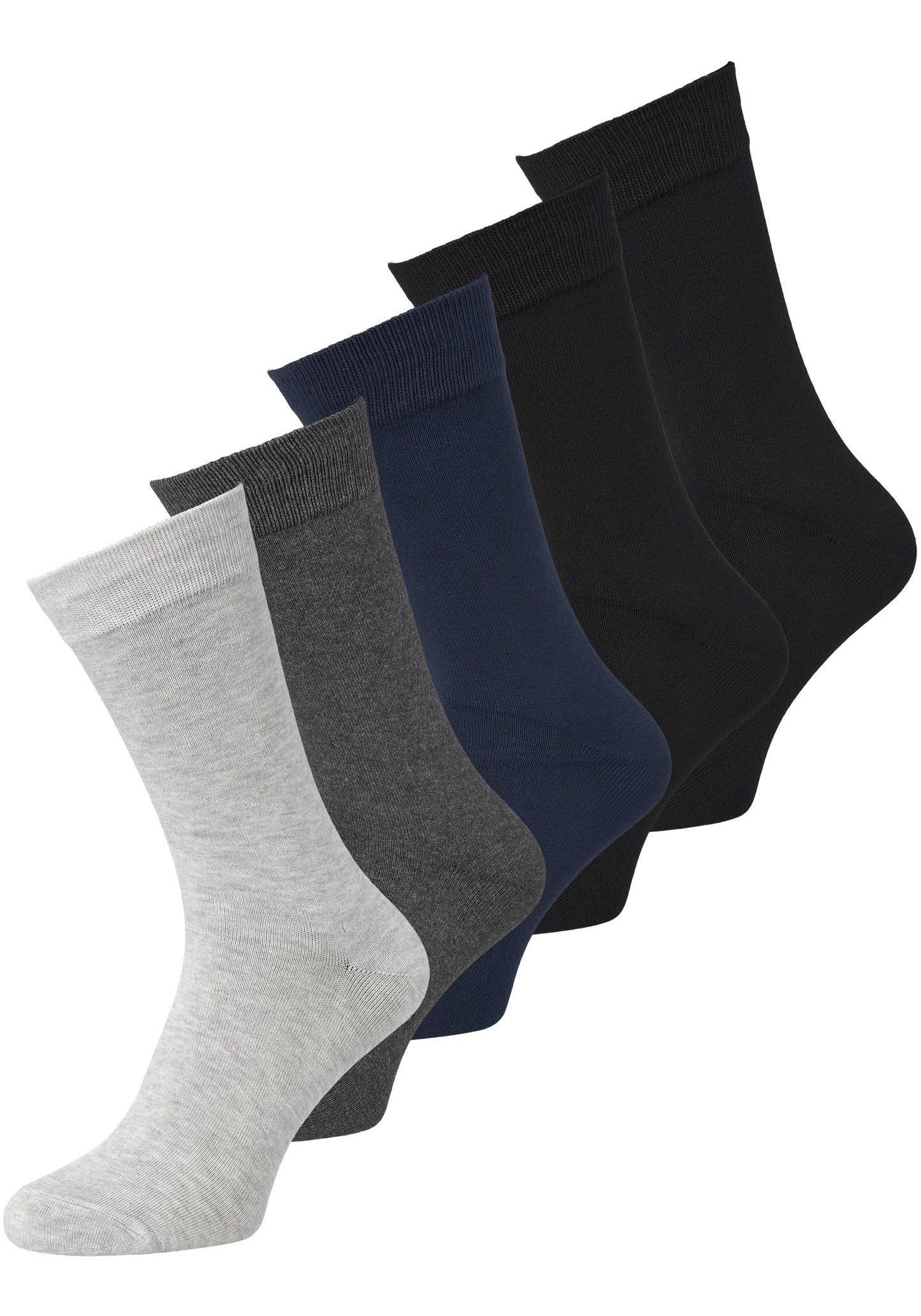 Basicsocken JACK & JONES "JACBASIC BAMBOO SOCK 5 PACK NOOS", Herren, schwarz (multi schwarz), Baumwollmischung, uni und melange, Socken